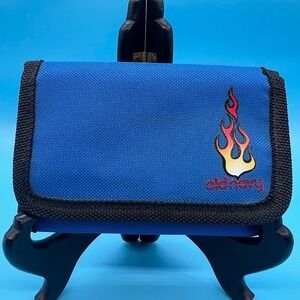 Old Navy Y2K Flames Fire Hook and Loop Blue Black Trifold Wallets